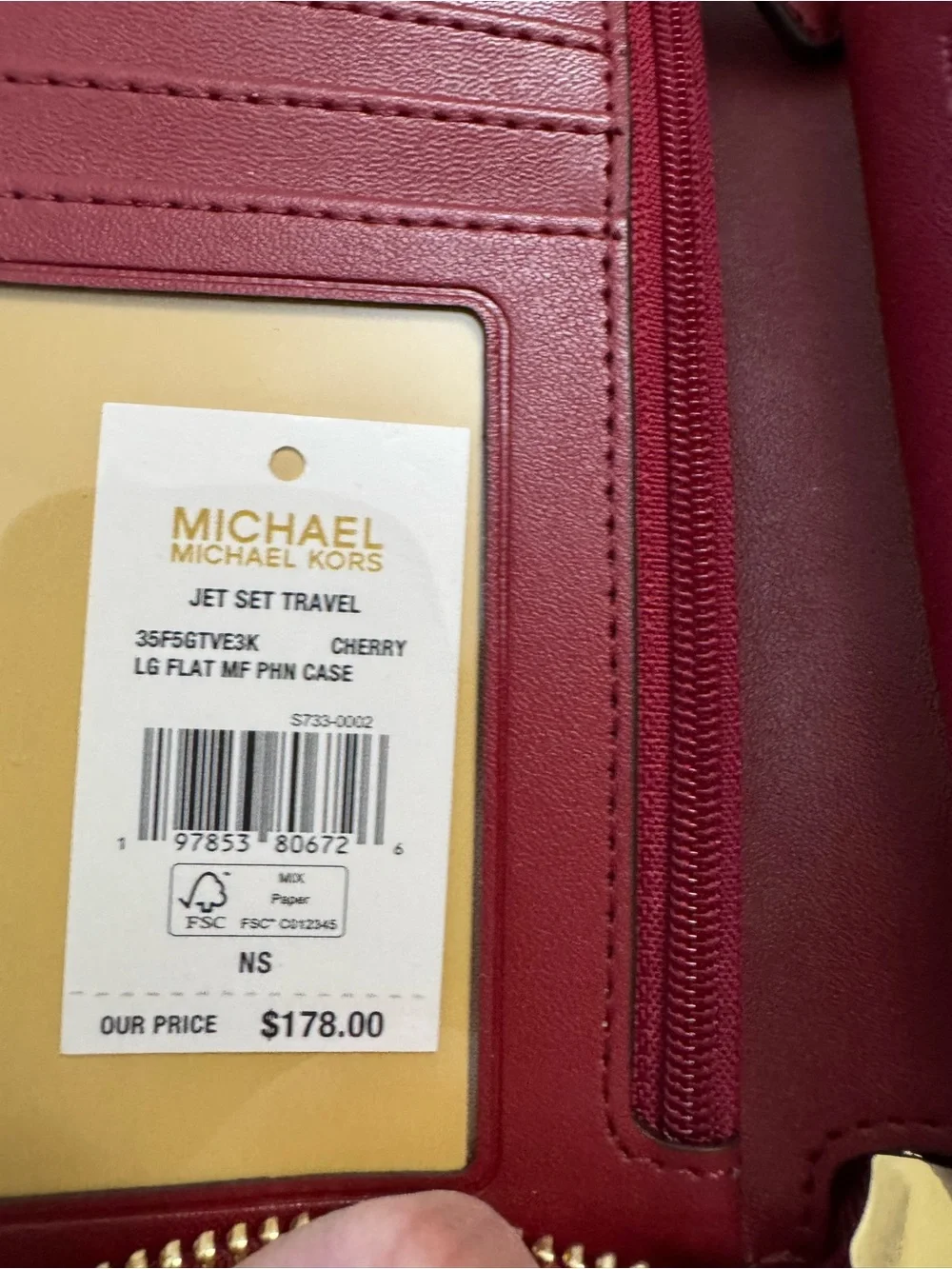 Michael Kors Red Burgundy Signature Satchel with Matching Wristlet